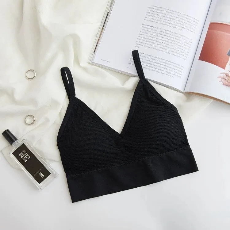 Wjczt Sexy Seamless Crop Ribbed Top Women Push Up Wireless U Type Backless Camisole Sports Women's Underwear Summer 2022 New