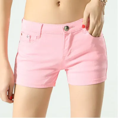 Wjczt Shorts Women&#39;s Shorts Denim Cotton Candy Color Jeans For Woman Mid Waist Black White Trousers Women&#39;s Clothing 2022 Ropa Mujer