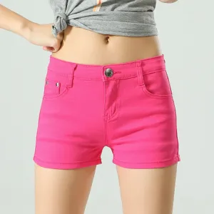Wjczt Shorts Women&#39;s Shorts Denim Cotton Candy Color Jeans For Woman Mid Waist Black White Trousers Women&#39;s Clothing 2022 Ropa Mujer