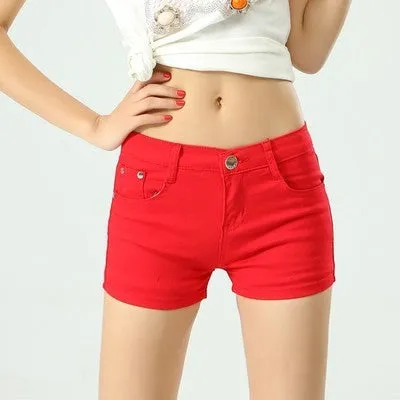 Wjczt Shorts Women&#39;s Shorts Denim Cotton Candy Color Jeans For Woman Mid Waist Black White Trousers Women&#39;s Clothing 2022 Ropa Mujer