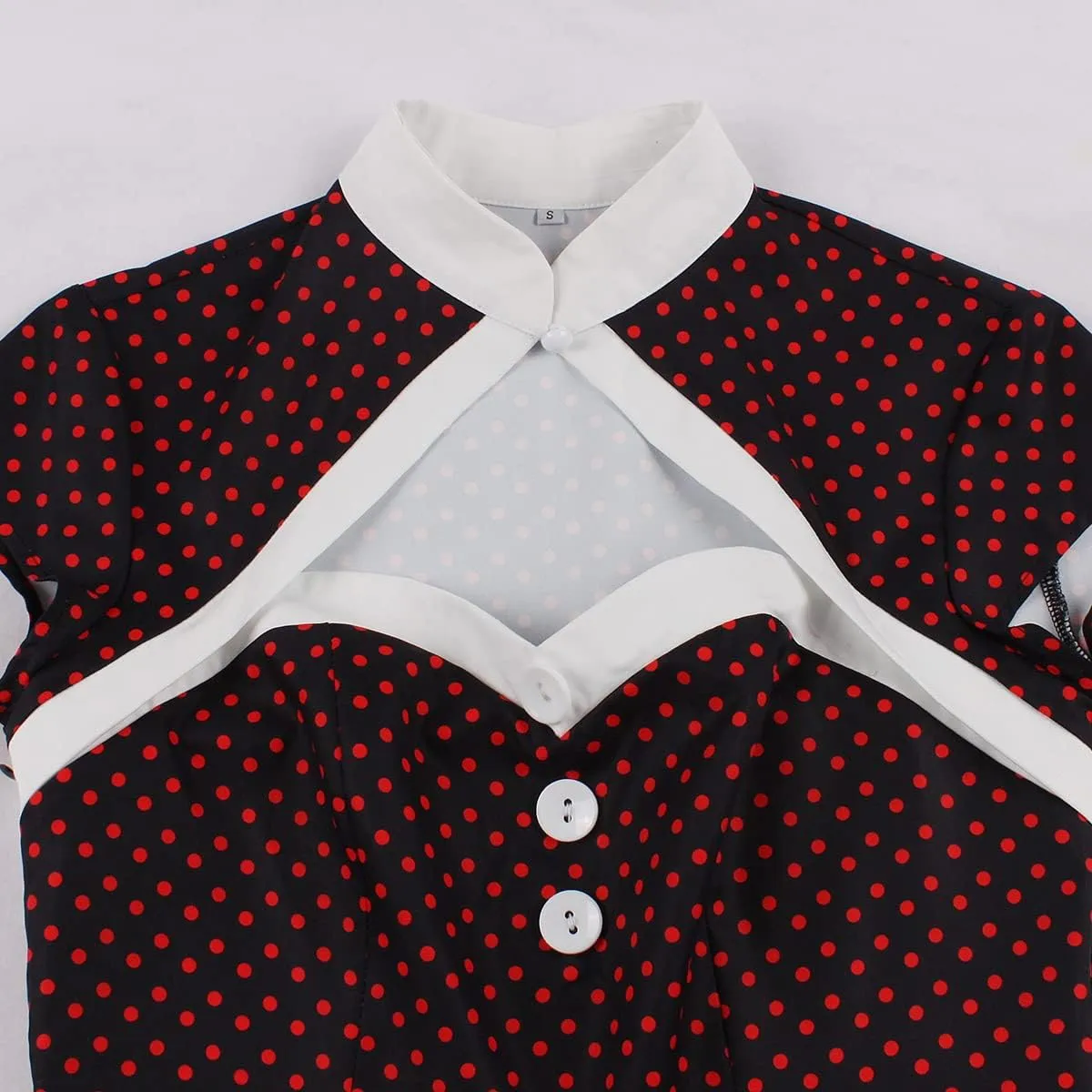Women 50s 60s Vintage Sleeveless Cocktail Swing Dress 1950s Polka Dot Floral Audrey Rockabilly Prom Party Dress with Belt