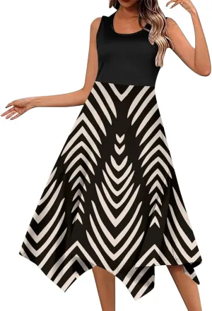 Women Beach Fashion Women's Summer Casual Flowing Floral Elegant Vest Long Dress