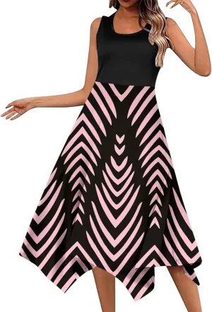 Women Beach Fashion Women's Summer Casual Flowing Floral Elegant Vest Long Dress
