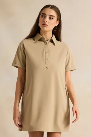 Women Beige Shirt Dress