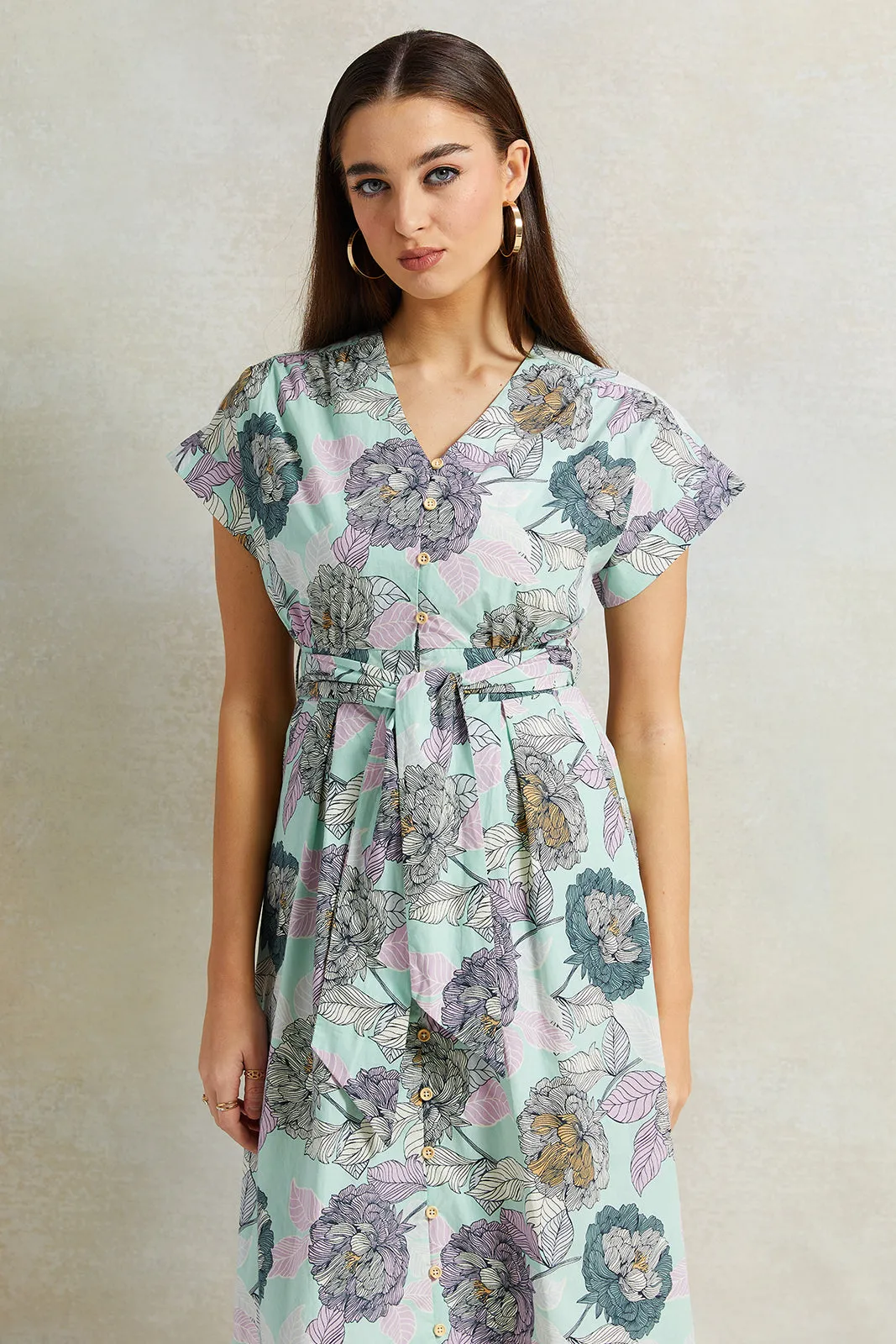 Women Blue Printed Dress