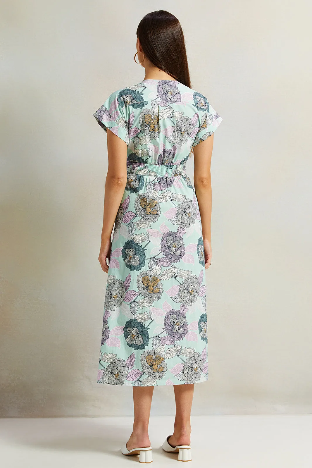 Women Blue Printed Dress