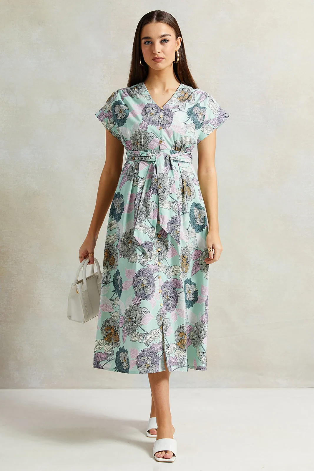 Women Blue Printed Dress