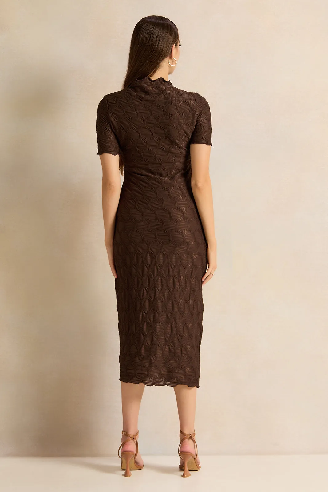 Women Brown Textured Dress