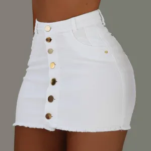 Women Button Denim Jean skirt