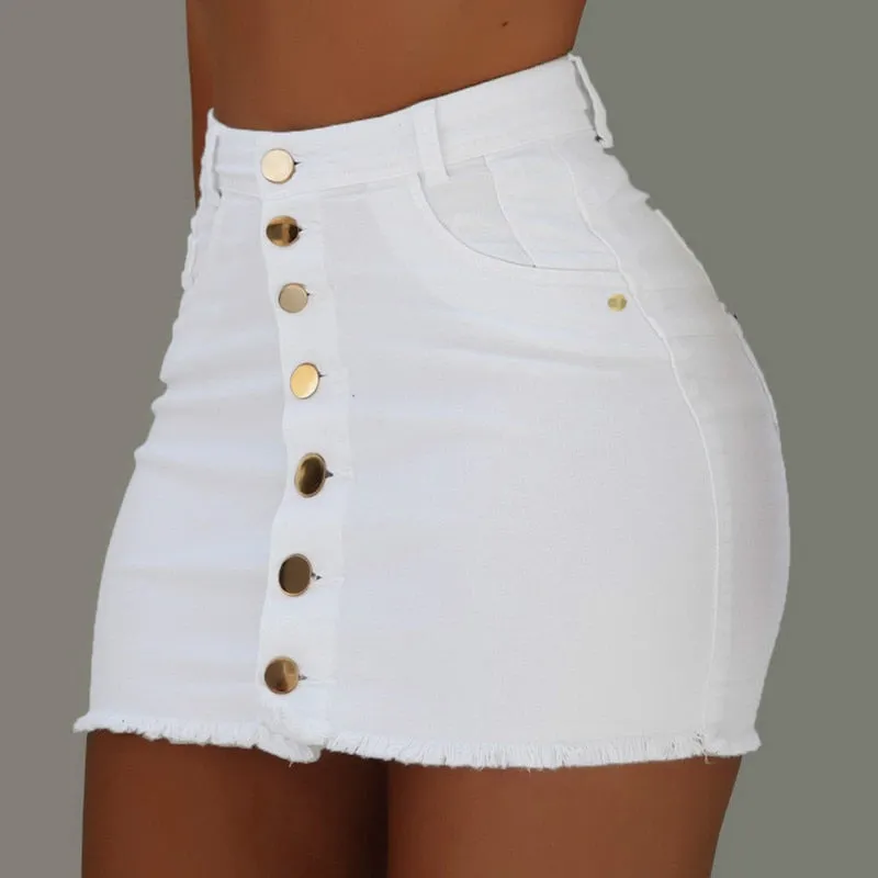 Women Button Denim Jean skirt