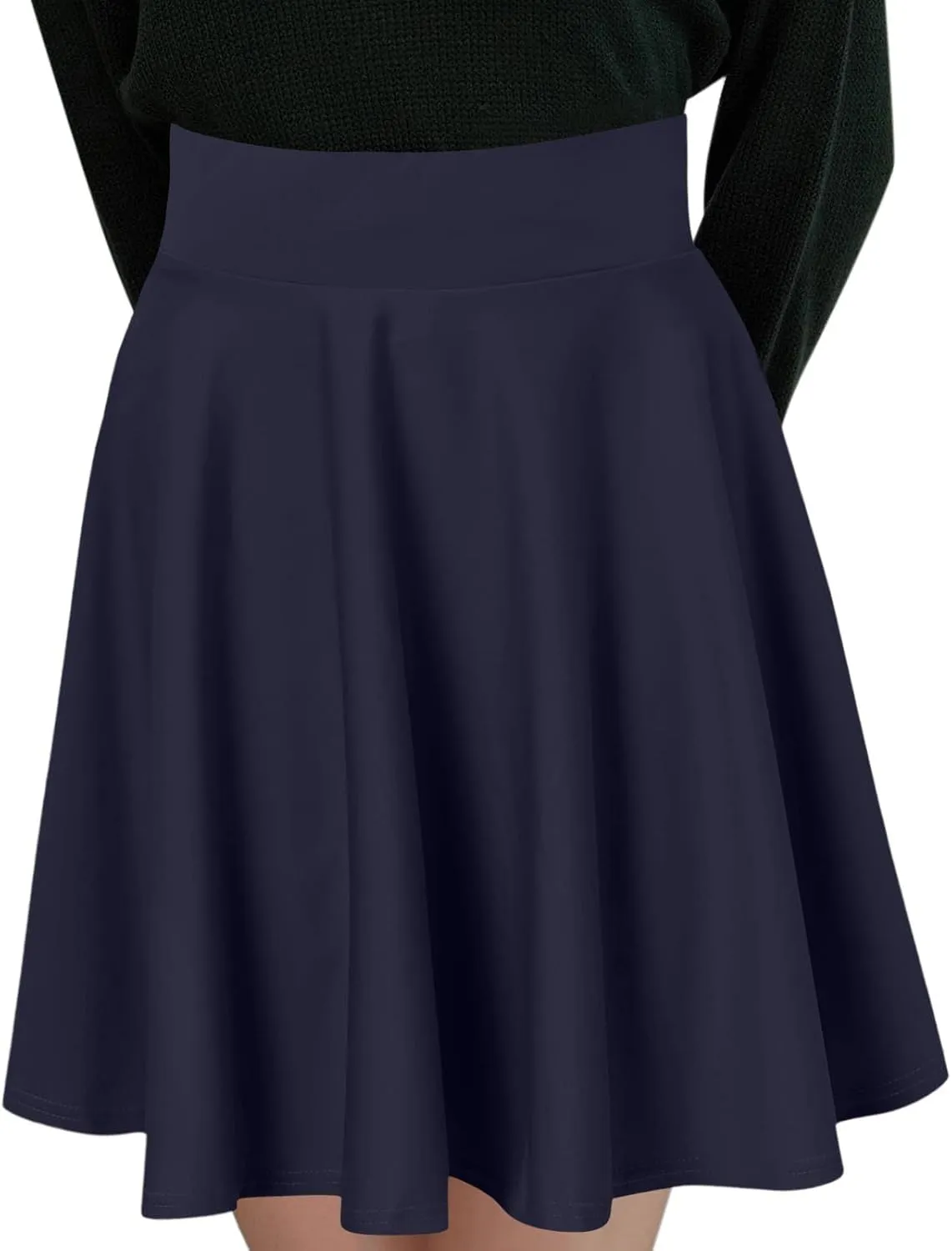 Women Casual Solid Half Skirt Solid Color A-Line Pleated Mini Skirt Built-in Shorts