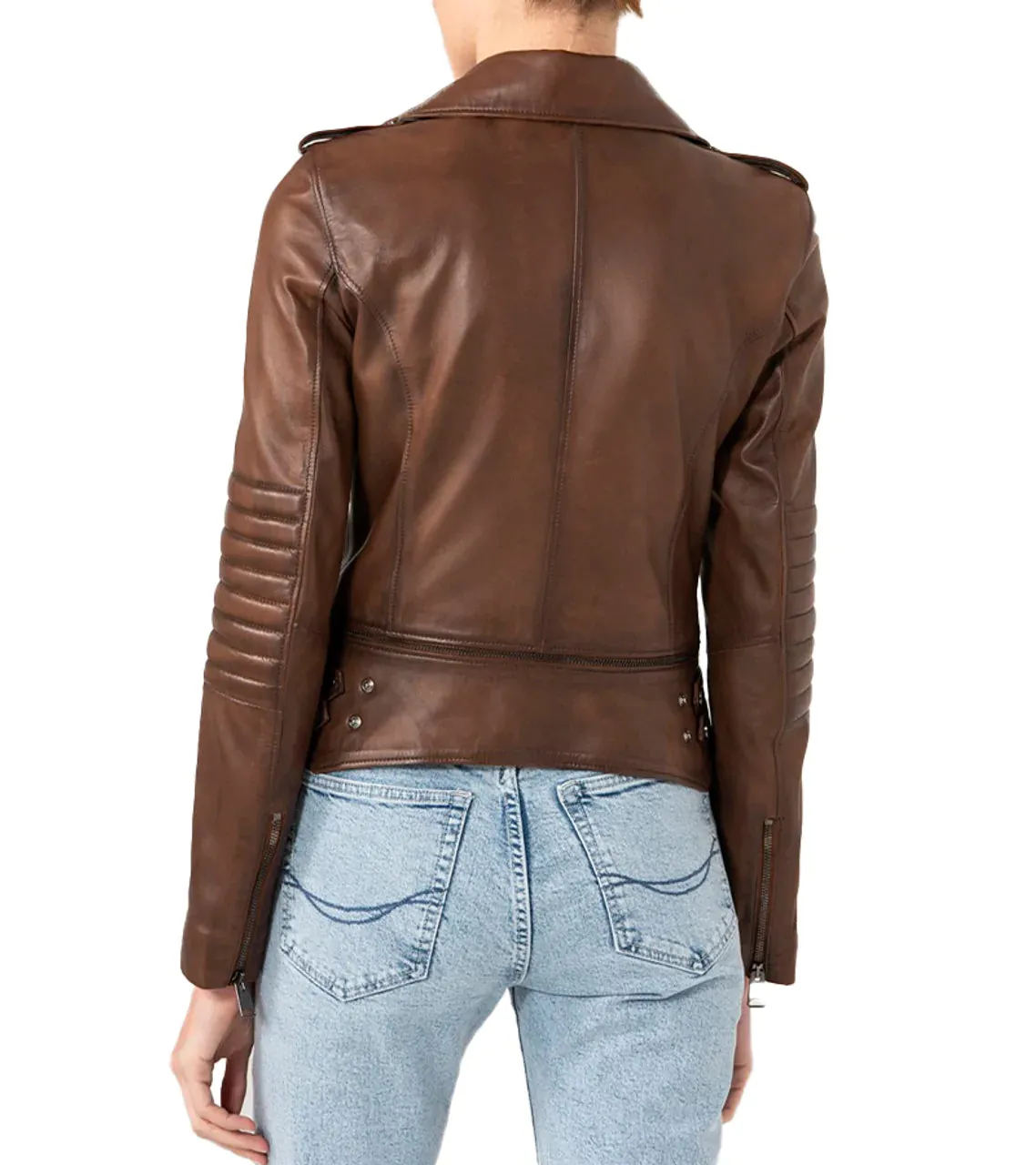 Women Elegant Brown Biker Style Leather Jacket | Biker Jacket for Women