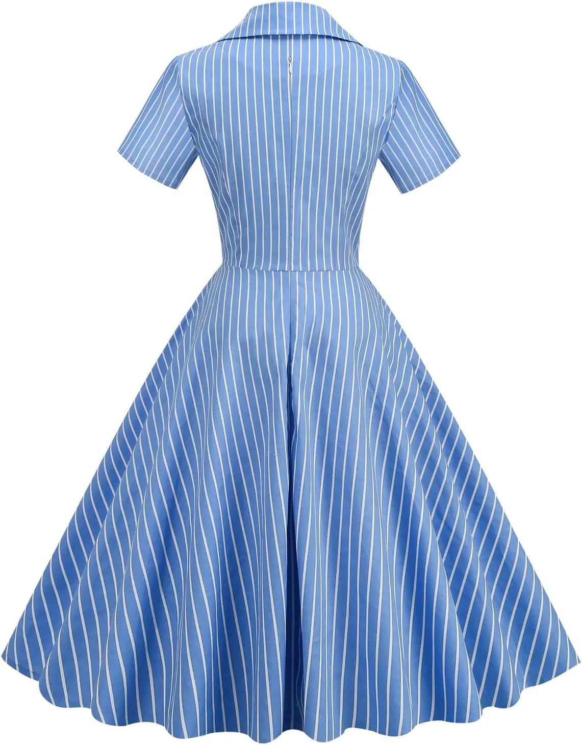Women Notch Lapel Vintage V-Neck Cocktail Swing Dress 50s 60s Button up 1950s Rockabilly Prom Midi Evening Dress with Pockets
