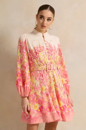 Women Pink Printed Mini Dress