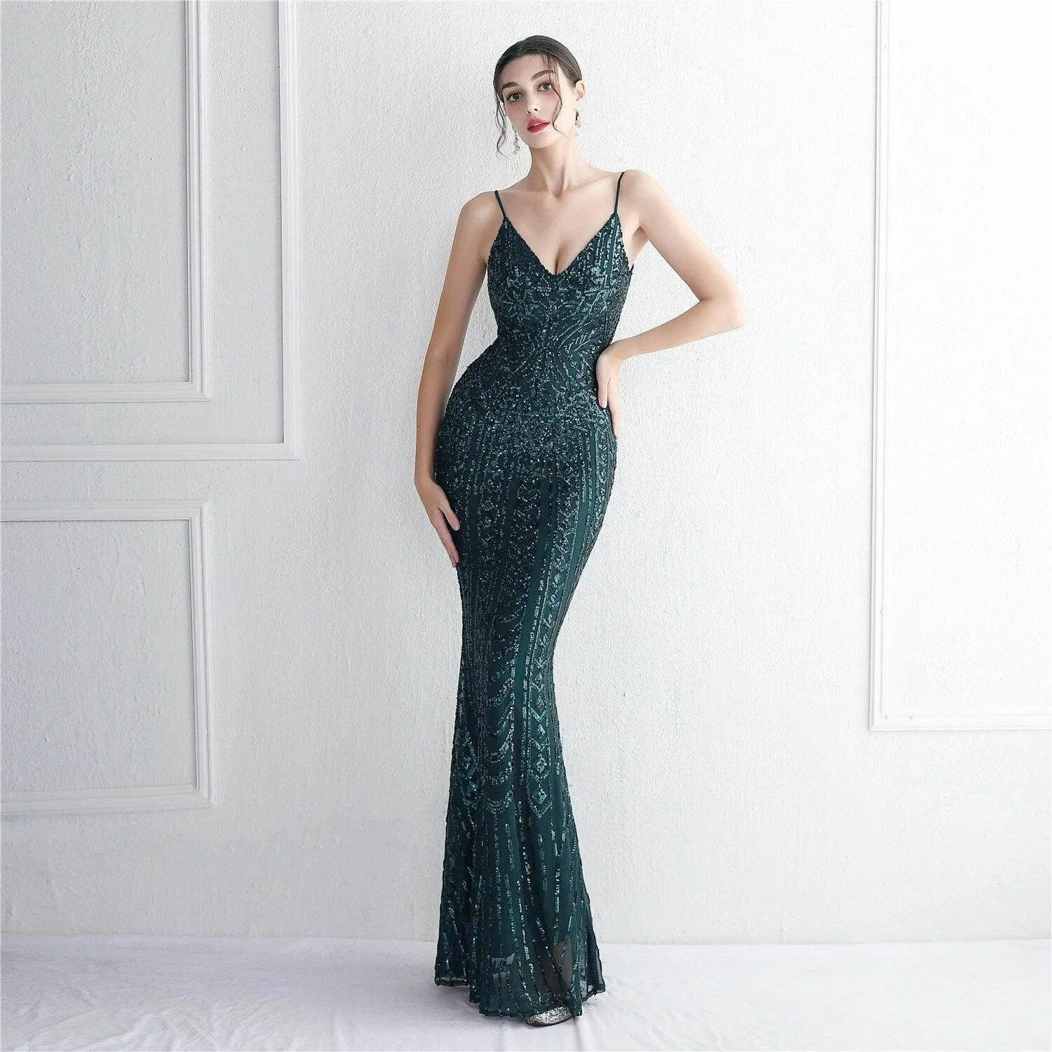 Women Purple Sequin Dress 10 Color Options Pretty V Neck...