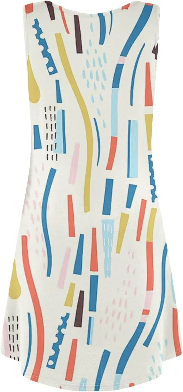 Women Spring Dresses Sundresses Cute Dresses Sleeveless Tank Dress Boho A Line Dress Summer Flowy with Pocket