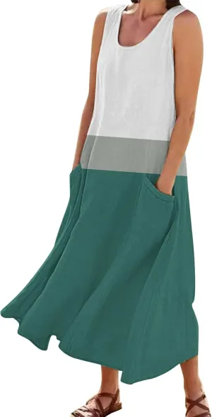Women Summer Dresses Summer Dresses for Women Plus Size Beach Dress Casual Sundresses Sexy Sleeveless Dress Flowy