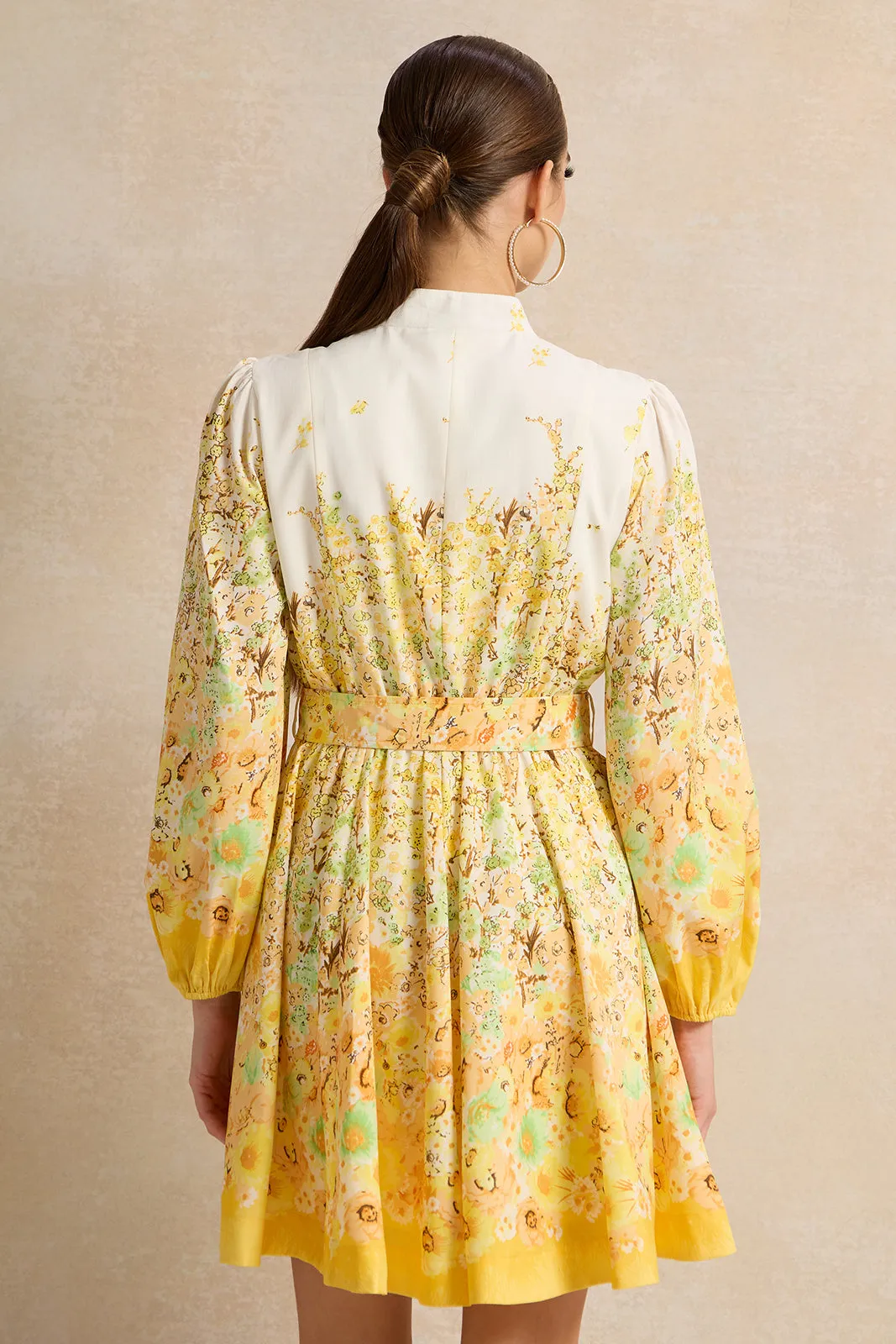 Women Yellow Printed Mini Dress