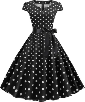 Women's 1950s Vintage Rockabilly Tea Dress Polka Dot 50's 60's Wedding Dress
