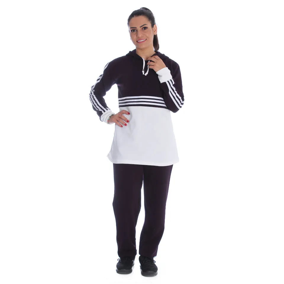 Women's 2 Pcs Sports Set Hooded Long Sleeve -7092