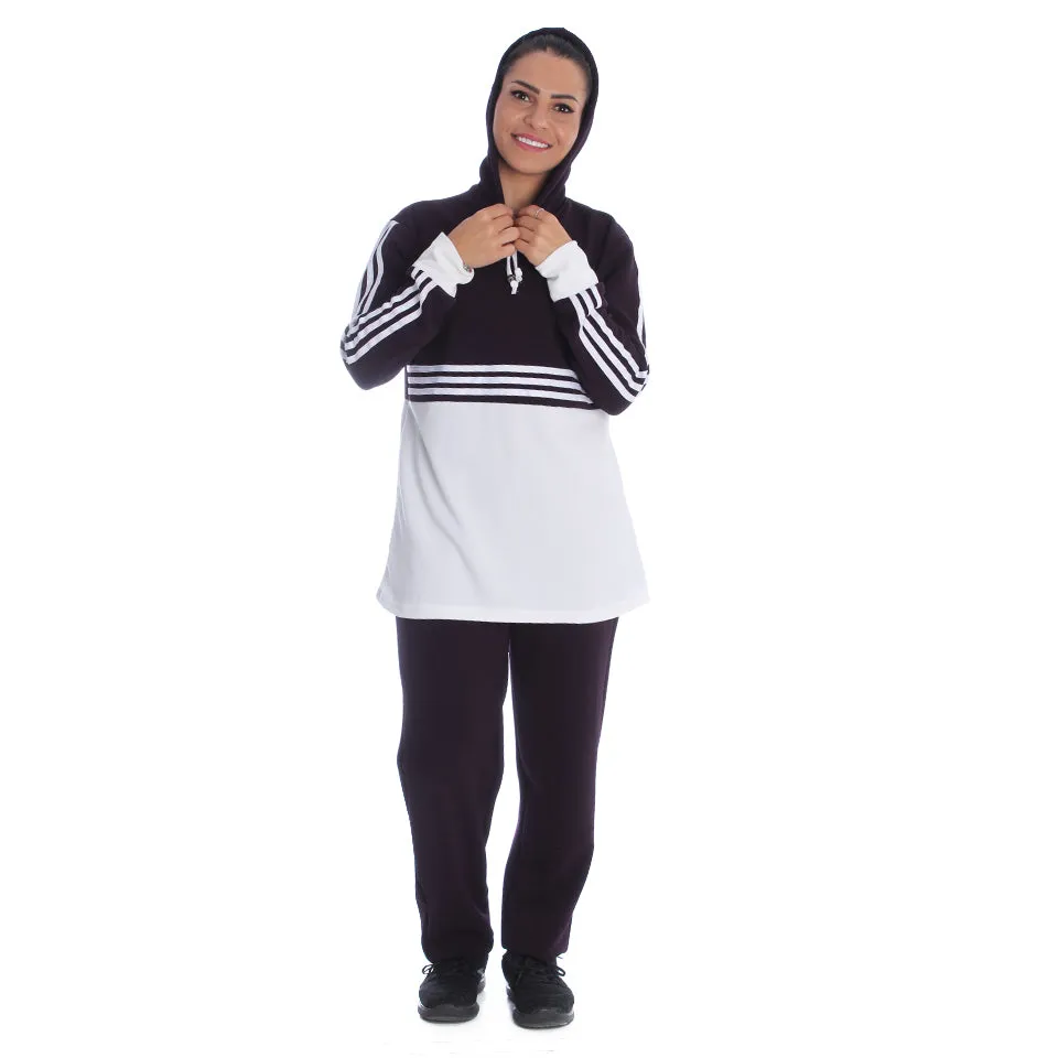 Women's 2 Pcs Sports Set Hooded Long Sleeve -7092