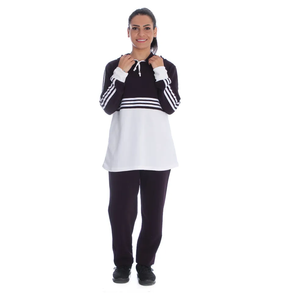 Women's 2 Pcs Sports Set Hooded Long Sleeve -7092