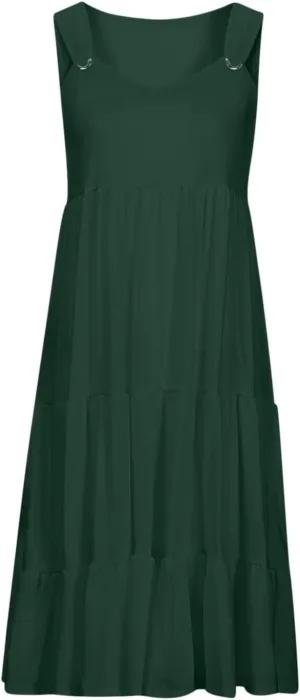Women's 2025 Summer Lace Strap Sleeveless Square Neck Smocked High Waist Ruffle Hollow Out Flowy A Line Maxi Dress