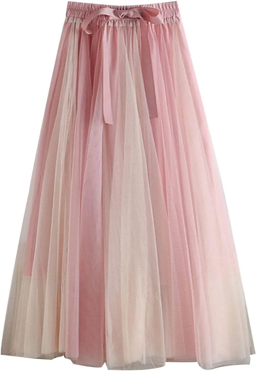 Women's Breathable Mesh Skirts Summer Fashion Elegant Pleated Layered Tutu Skirt Solid Flowy Evening Party Skorts