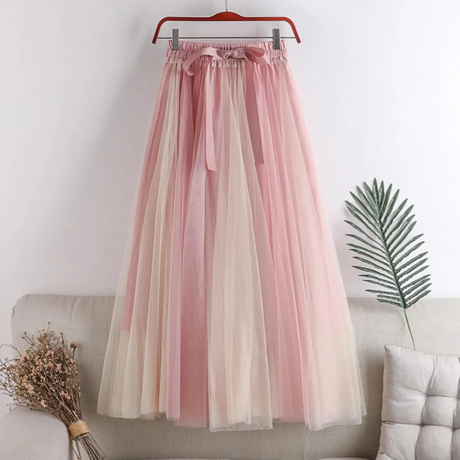 Women's Breathable Mesh Skirts Summer Fashion Elegant Pleated Layered Tutu Skirt Solid Flowy Evening Party Skorts