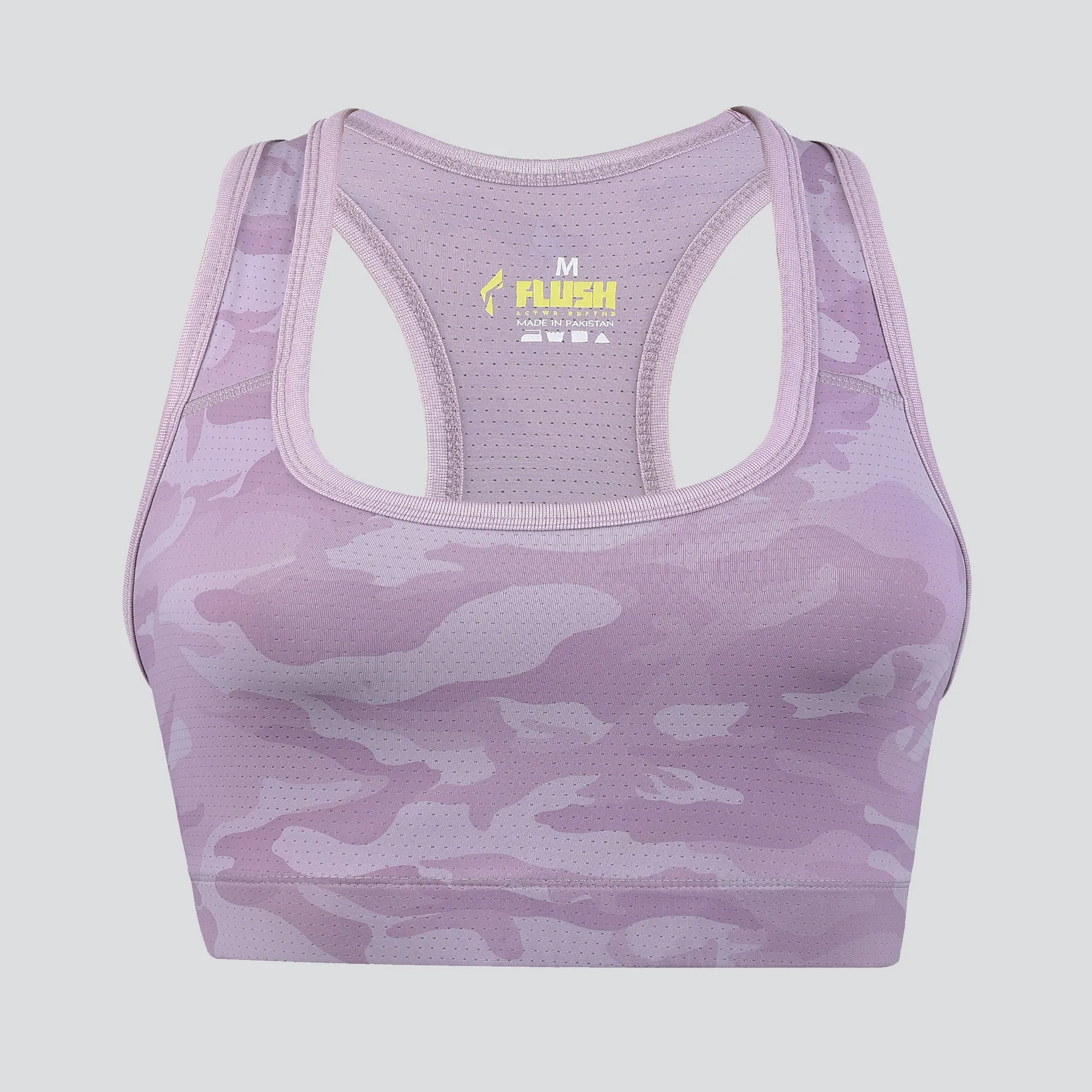 Women's Camo Sports Bra, Support for Yoga Gym - Purple