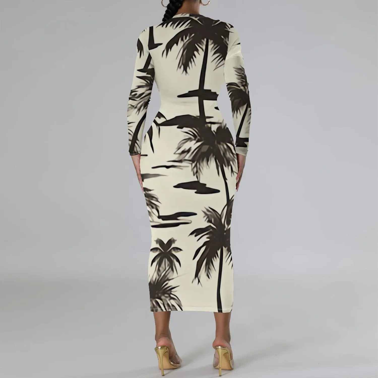 Women's Casual Basic Pencil Dress Sexy Crewneck Long Sleeve Cocktail Bodycon Midi Dress Elegant Club wear Party Outfits