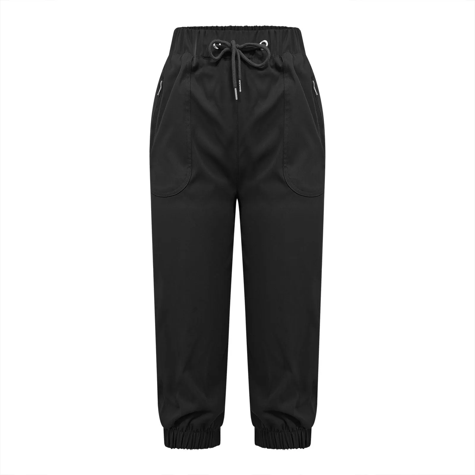 Women's Casual Cropped Pants with Zipper Pockets