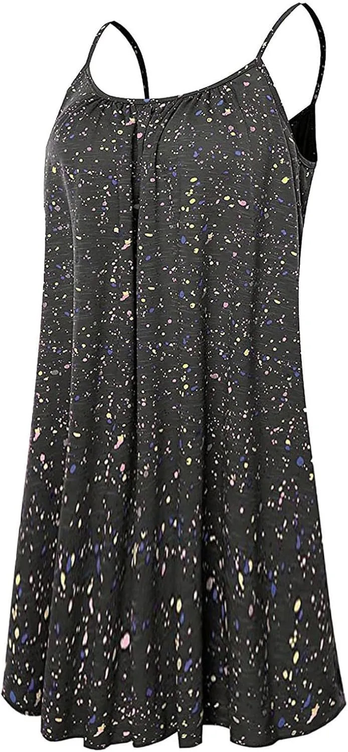 Women's Casual Dresses Summer Casual Trendy Dress Sleeveless Halter Floral Print Boho Midi Dresses Casual, XS-6XL