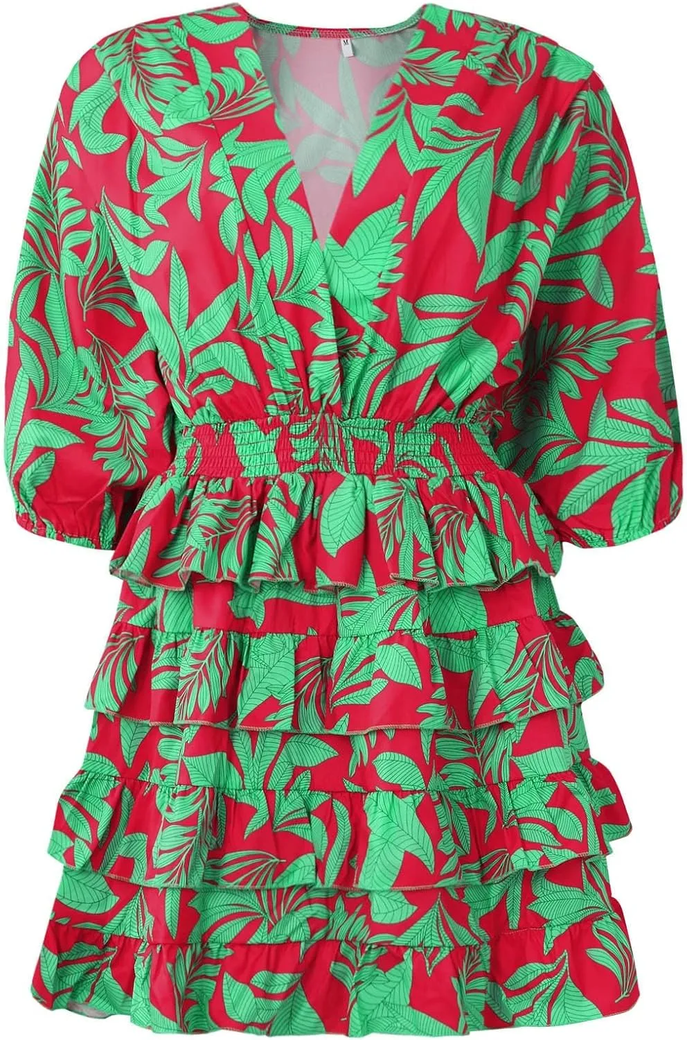 Women's Casual Dresses Summer Casual V-Neck Short Sleeve Midi Dress 2025 Loose Swing Flowy Floral Dresses, S-2XL