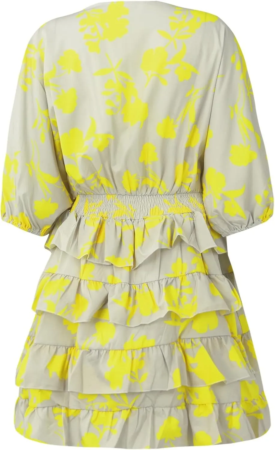 Women's Casual Dresses Summer Casual V-Neck Short Sleeve Midi Dress 2025 Loose Swing Flowy Floral Dresses, S-2XL