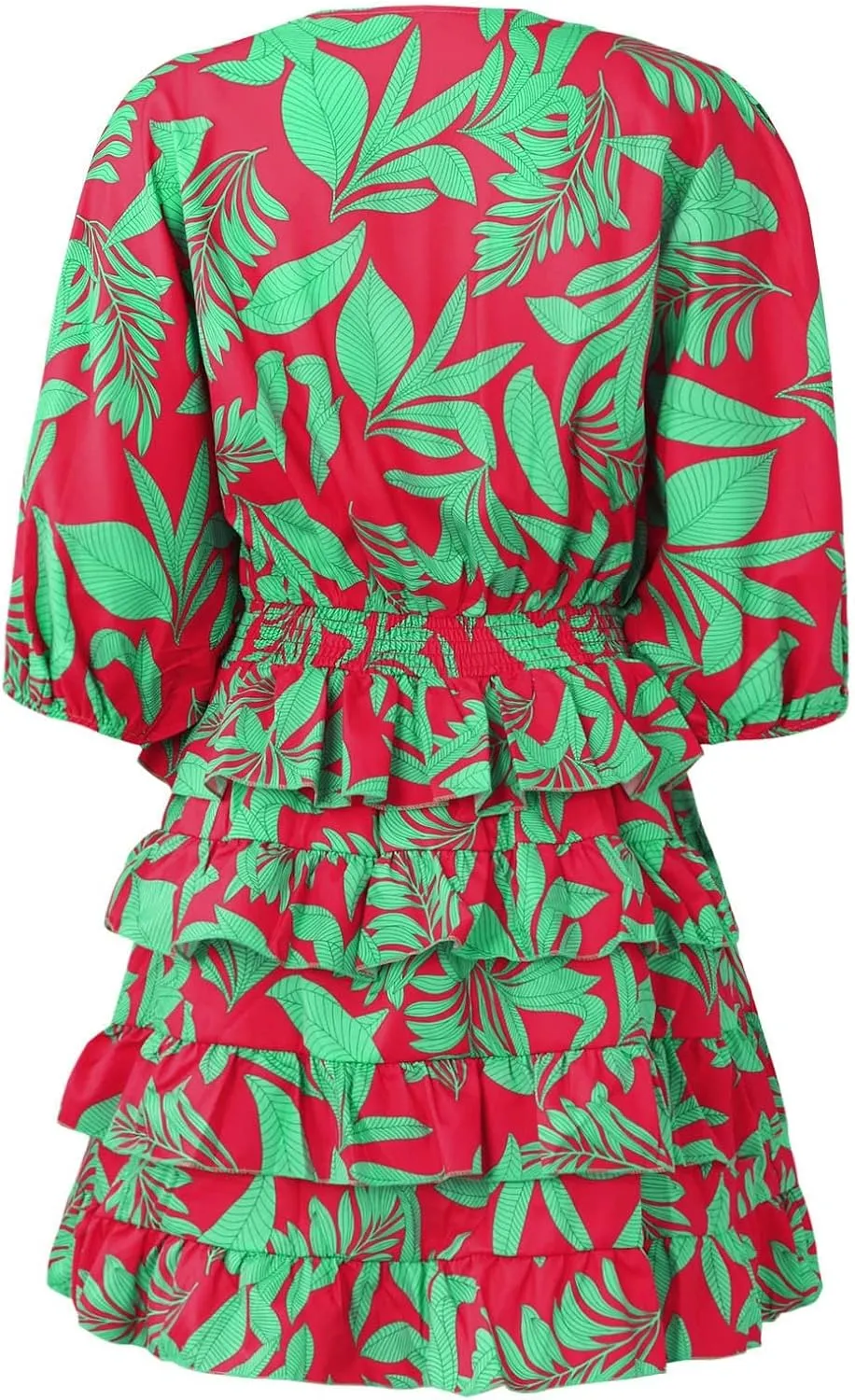 Women's Casual Dresses Summer Casual V-Neck Short Sleeve Midi Dress 2025 Loose Swing Flowy Floral Dresses, S-2XL