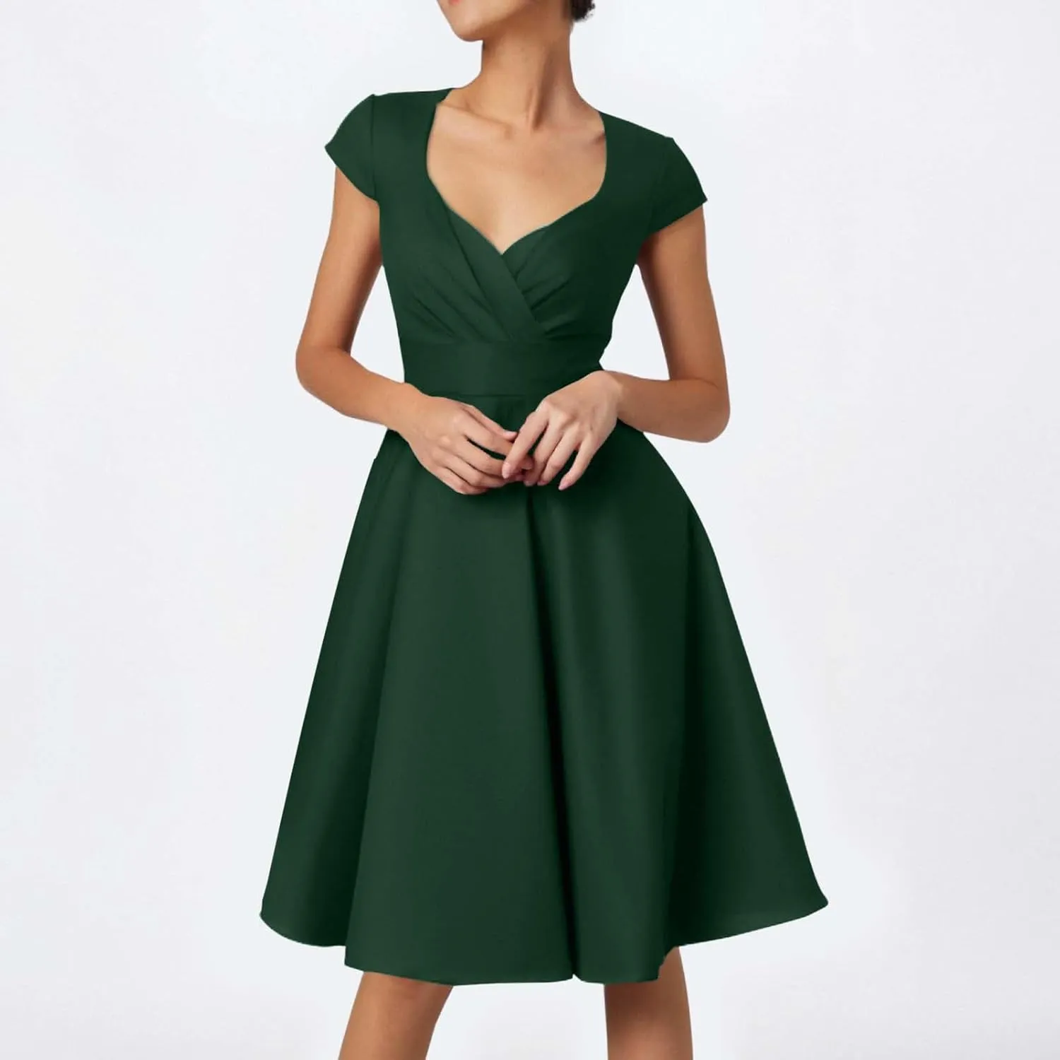 Women's Casual Dresses Vintage Casual Fashion Cap Sleeve Empire Waist Mommy and Me Dresses Work Loose Rave Outfits for Women