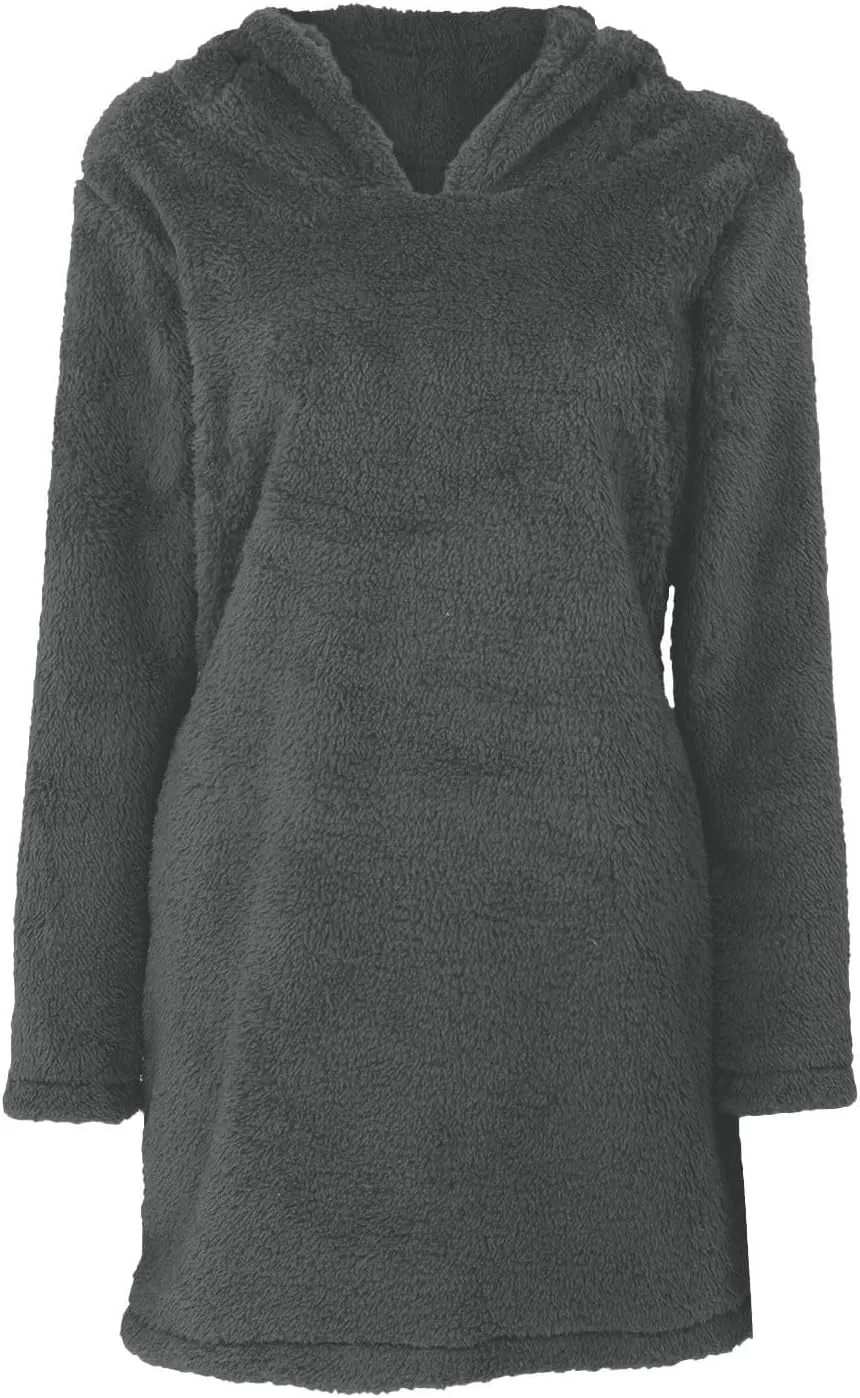 Women's Casual Fall Winter Casual Cute Long Sleeve Solid Color Hoodie Dresses