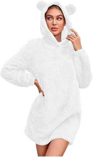Women's Casual Fall Winter Casual Cute Long Sleeve Solid Color Hoodie Dresses