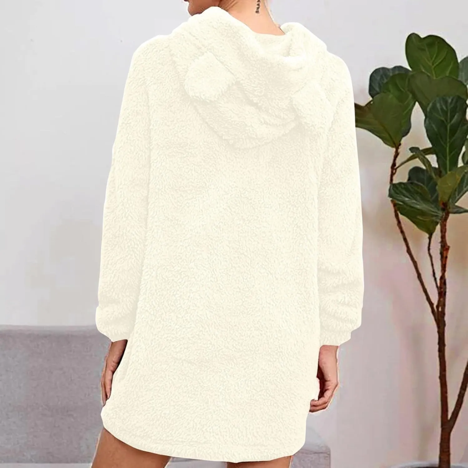 Women's Casual Fall Winter Casual Cute Long Sleeve Solid Color Hoodie Dresses