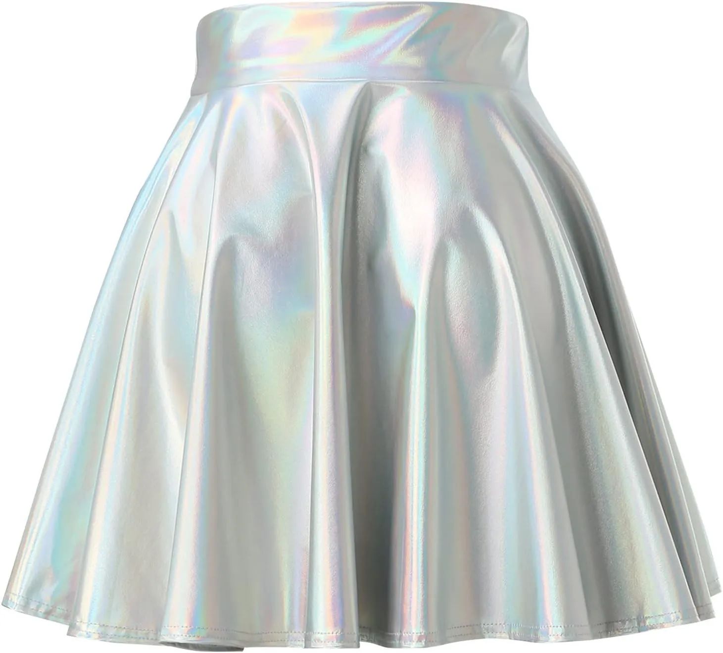 Women's Casual Fashion Flared Pleated A-Line Circle Skater Skirts Pleated Fashion Shiny Skirt Ruffle Mini Skirts