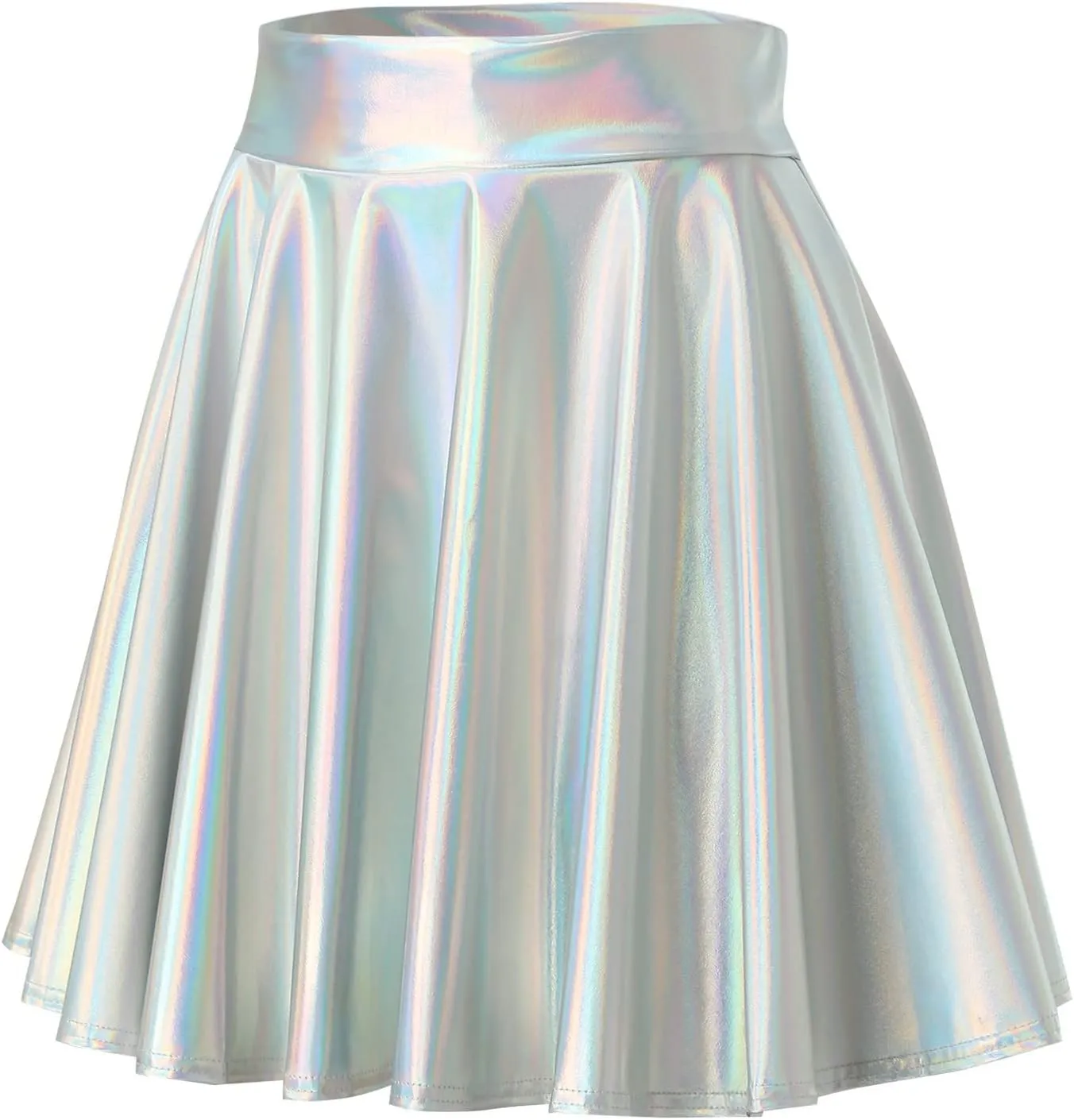 Women's Casual Fashion Flared Pleated A-Line Circle Skater Skirts Pleated Fashion Shiny Skirt Ruffle Mini Skirts