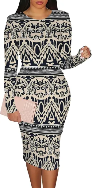 Women's Casual Ruched Basic Pencil Dress Sexy Crewneck Long Sleeve Tight Bodycon Midi Dress Cocktail Club wear Party Outfits
