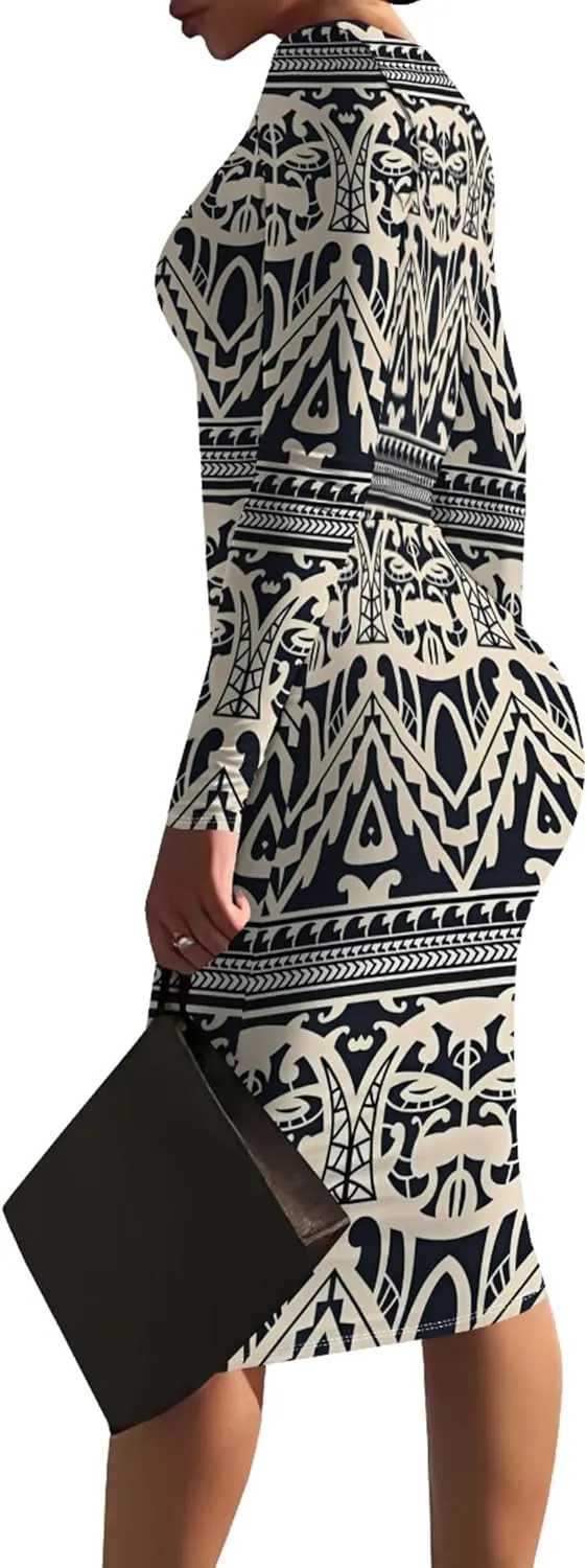 Women's Casual Ruched Basic Pencil Dress Sexy Crewneck Long Sleeve Tight Bodycon Midi Dress Cocktail Club wear Party Outfits