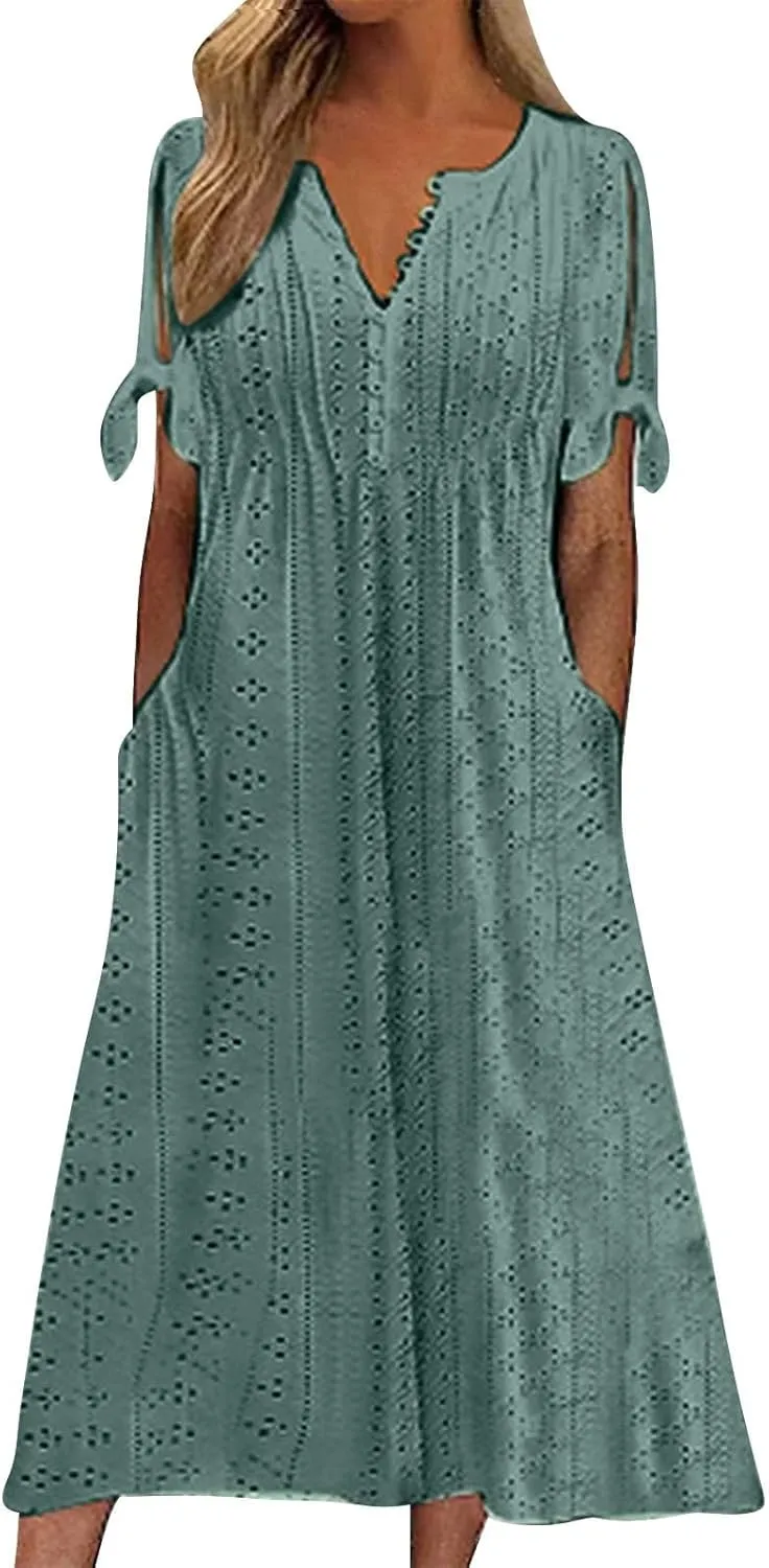 Womens Casual Summer Dress Plus Size Loose Fit Beach Cover-Up Trendy Maxi Dress Holiday Travel Pool Party Casual Wear