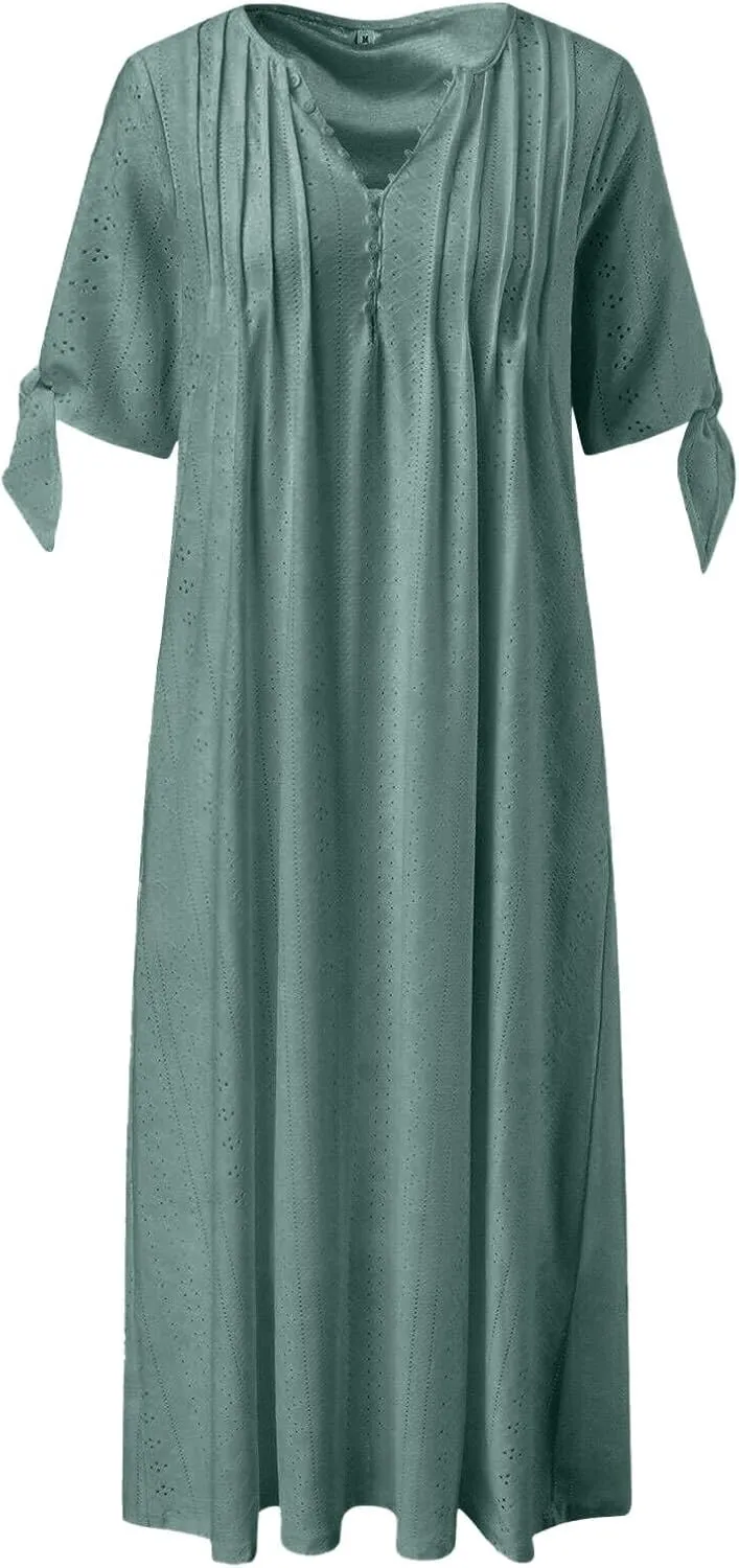 Womens Casual Summer Dress Plus Size Loose Fit Beach Cover-Up Trendy Maxi Dress Holiday Travel Pool Party Casual Wear