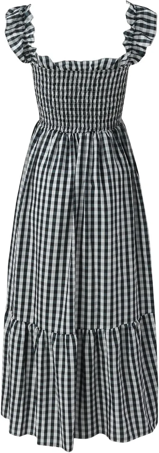 Womens Casual Summer Long Dress Sleeveless Square Neck Dresses Casual Skirts for Women 2024