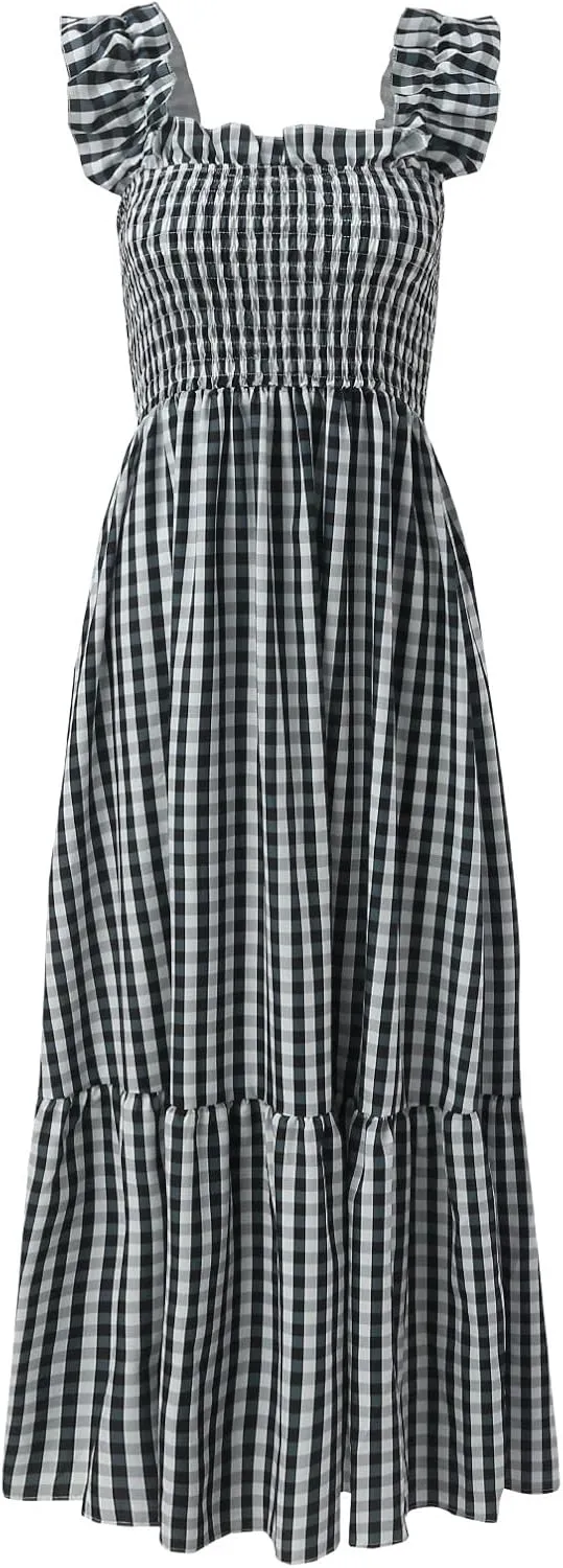 Womens Casual Summer Long Dress Sleeveless Square Neck Dresses Casual Skirts for Women 2024