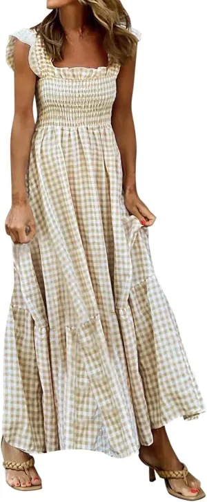 Womens Casual Summer Long Dress Sleeveless Square Neck Dresses Casual Skirts for Women 2024