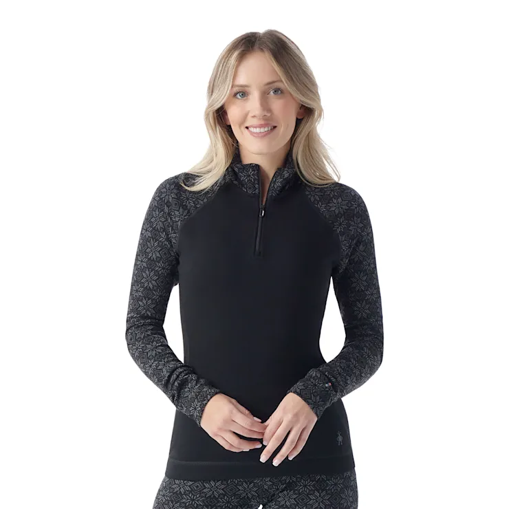 Women's Classic Thermal Merino Base Layer Quarter-Zip - Black Digi Snow